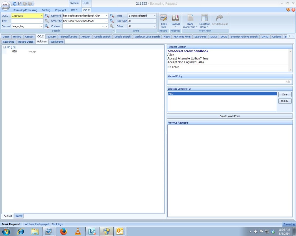 OCLC Holdings Screen